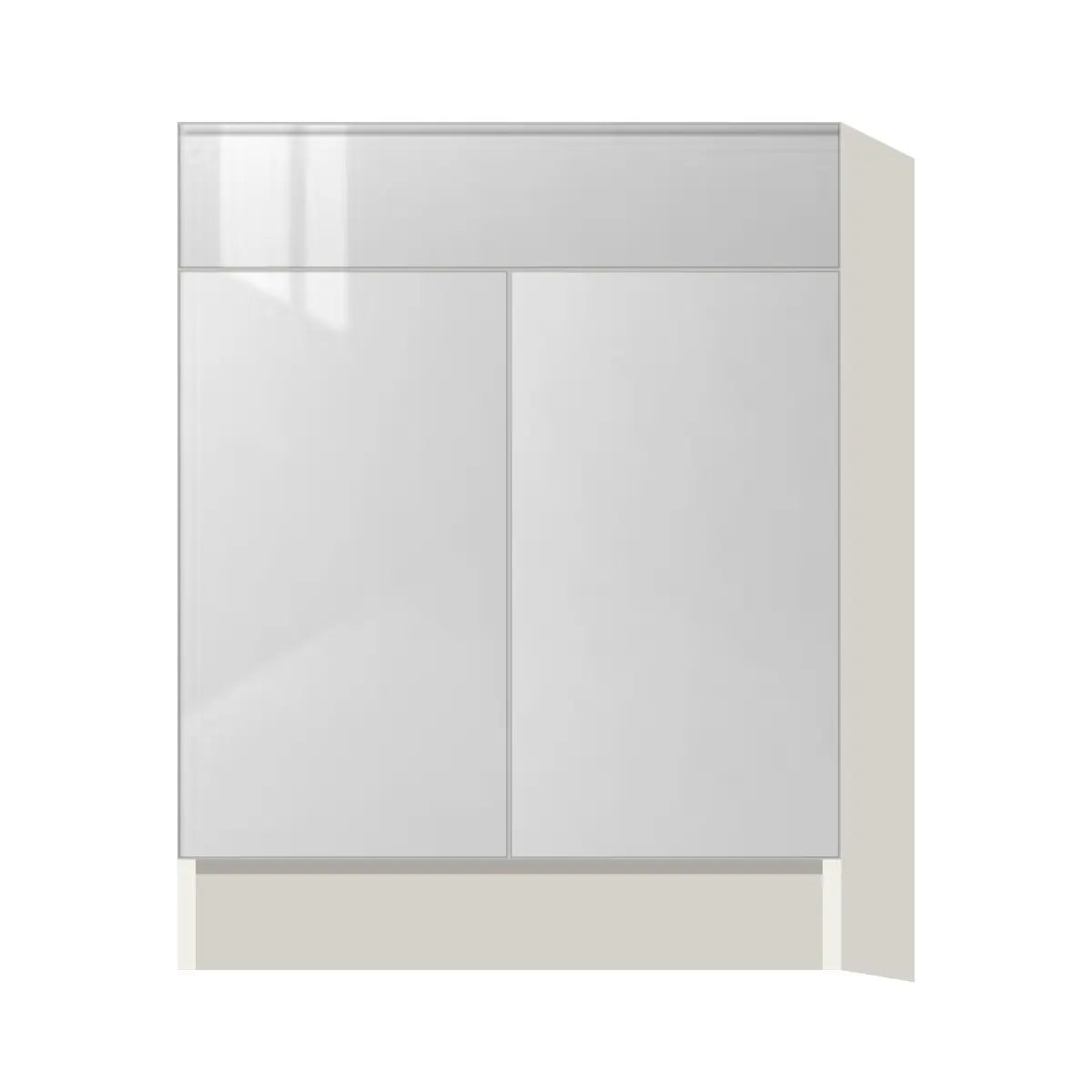 Contemporary vanity sink base cabinet, Glossy White door, L-Box (Luxury)