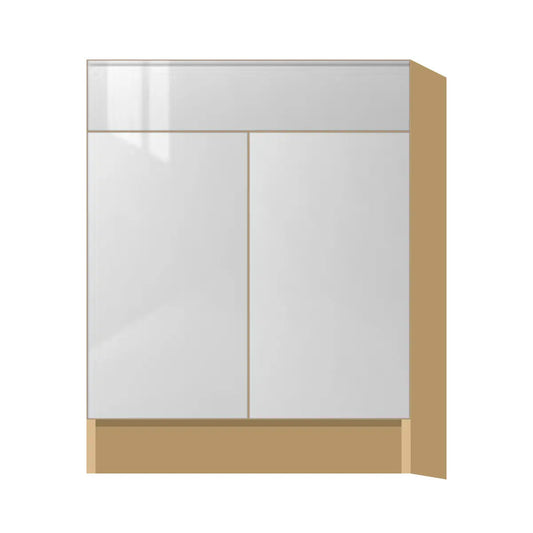 Contemporary vanity sink base cabinet, Glossy White door, P-Box (Prestige)