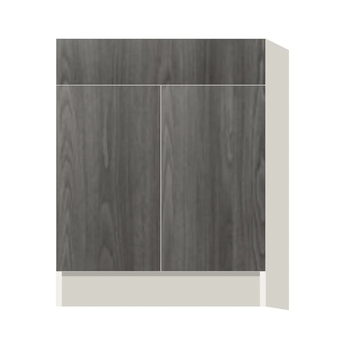 Contemporary vanity sink base cabinet, Indian Light Walnut door, L-Box (Luxury)