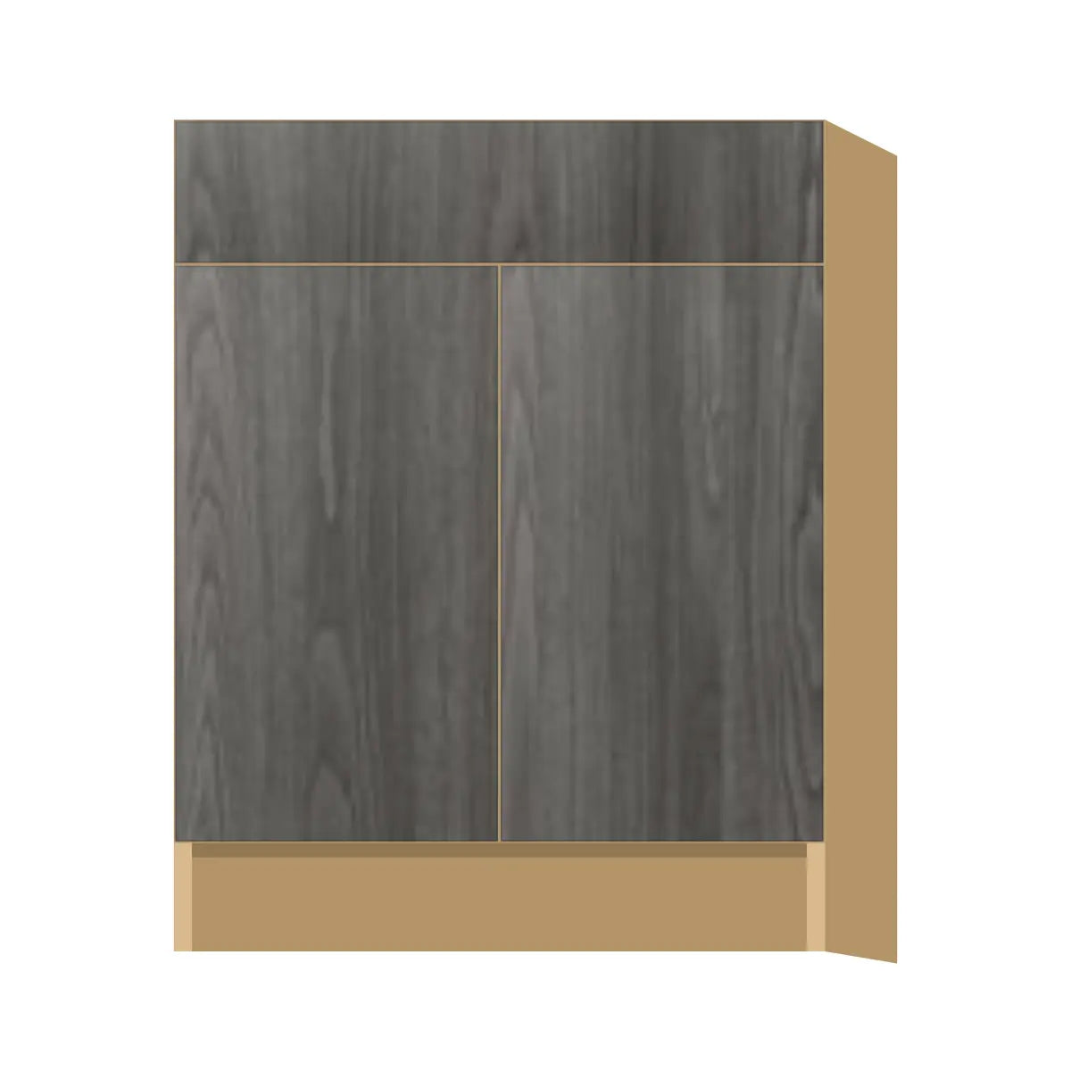 Contemporary vanity sink base cabinet, Indian Light Walnut door, P-Box (Prestige)