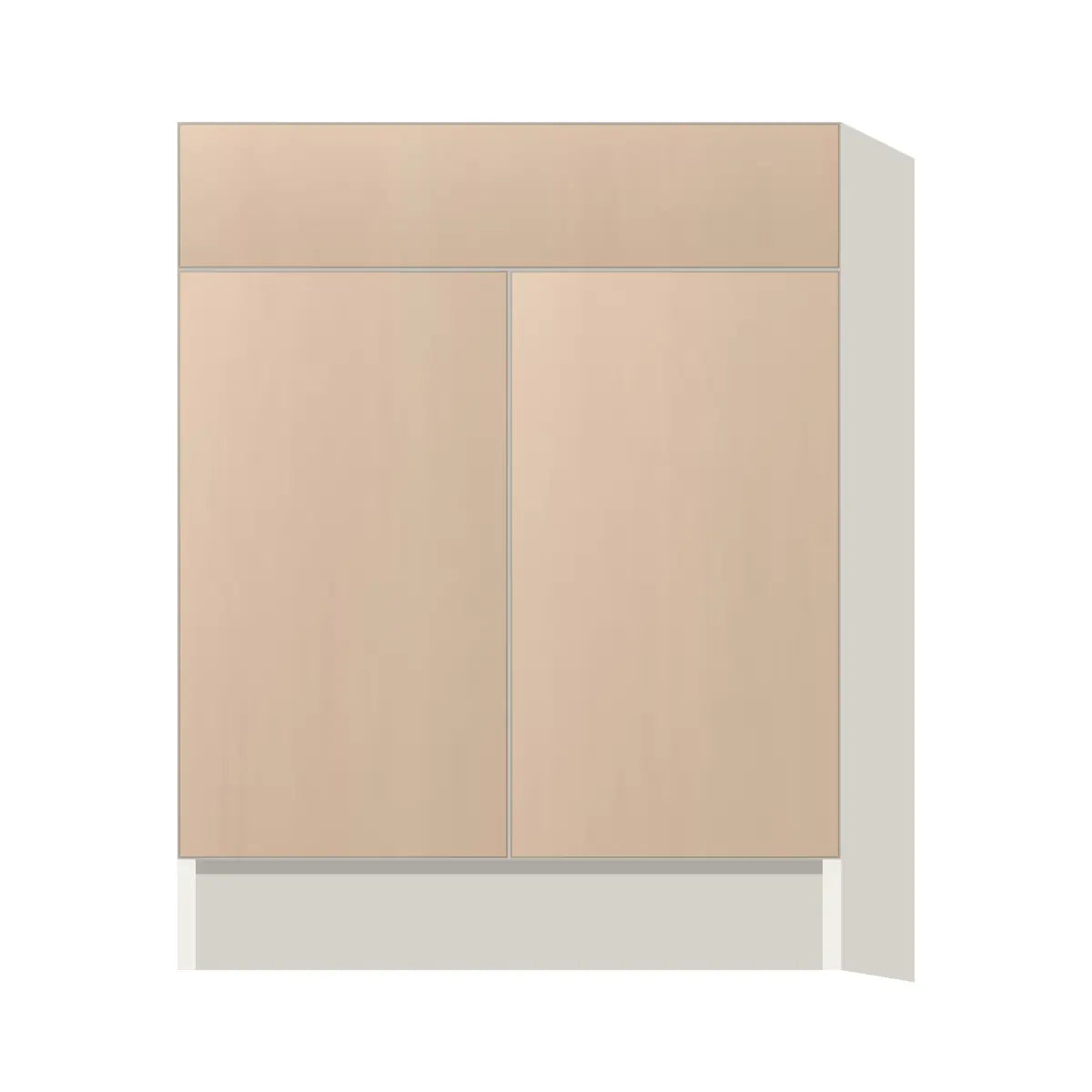 Contemporary vanity sink base cabinet, Maine Oak door, L-Box (Luxury)