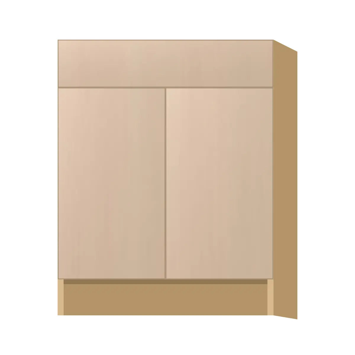 Contemporary vanity sink base cabinet, Maine Oak door, P-Box (Prestige)
