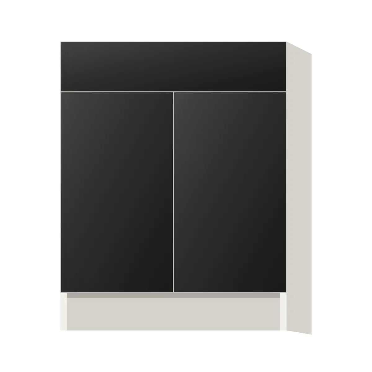 Contemporary vanity sink base cabinet, Matte Black door, L-Box (Luxury)
