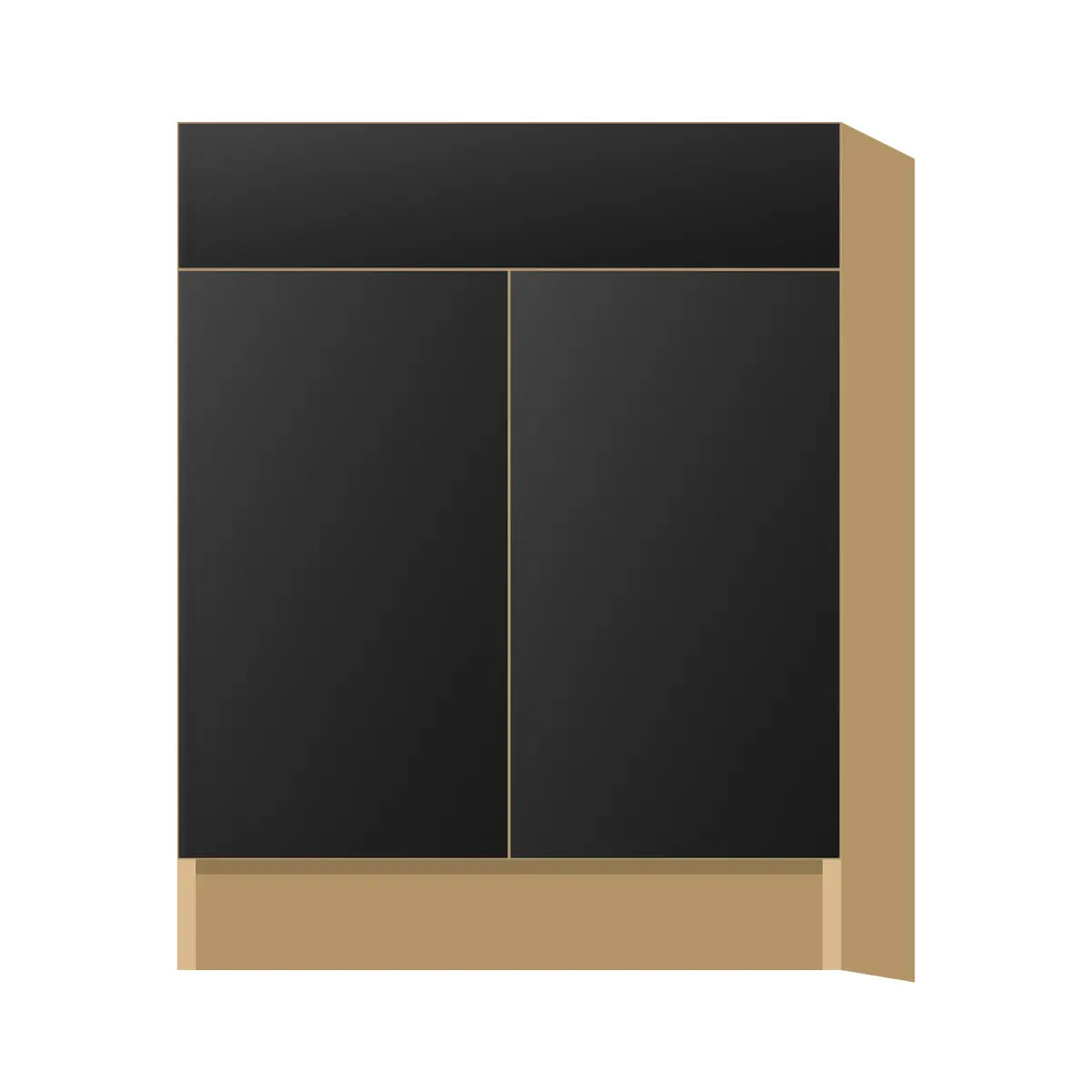 Contemporary vanity sink base cabinet, Matte Black door, P-Box (Prestige)