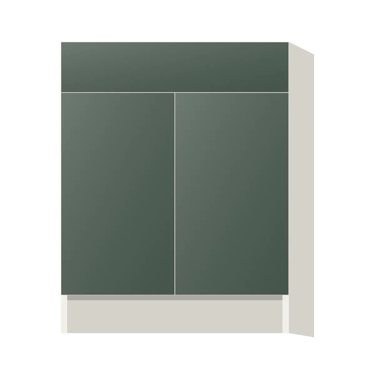 Contemporary vanity sink base cabinet, Matte Olive Green door, L-Box (Luxury)