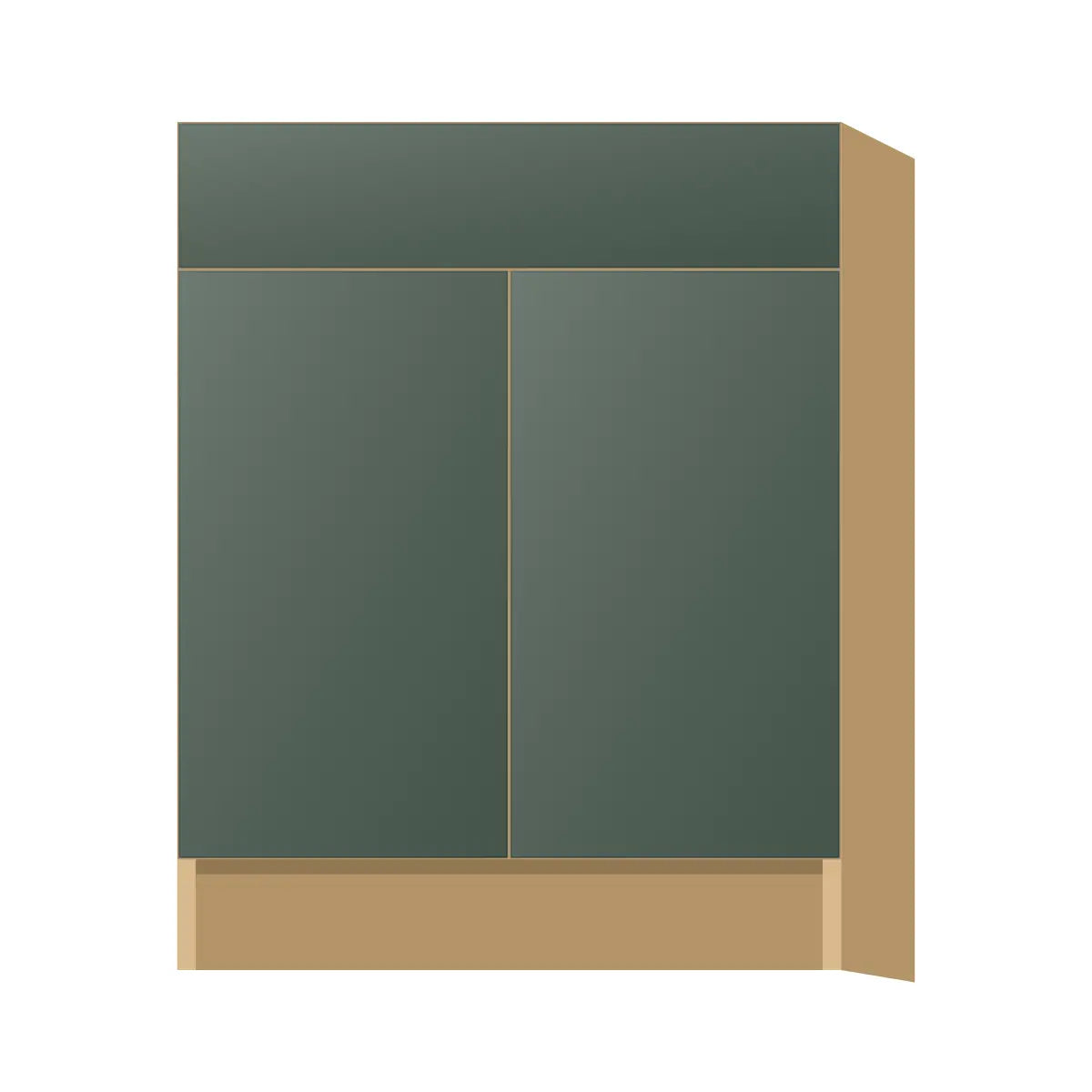 Contemporary vanity sink base cabinet, Matte Olive Green door, P-Box (Prestige)