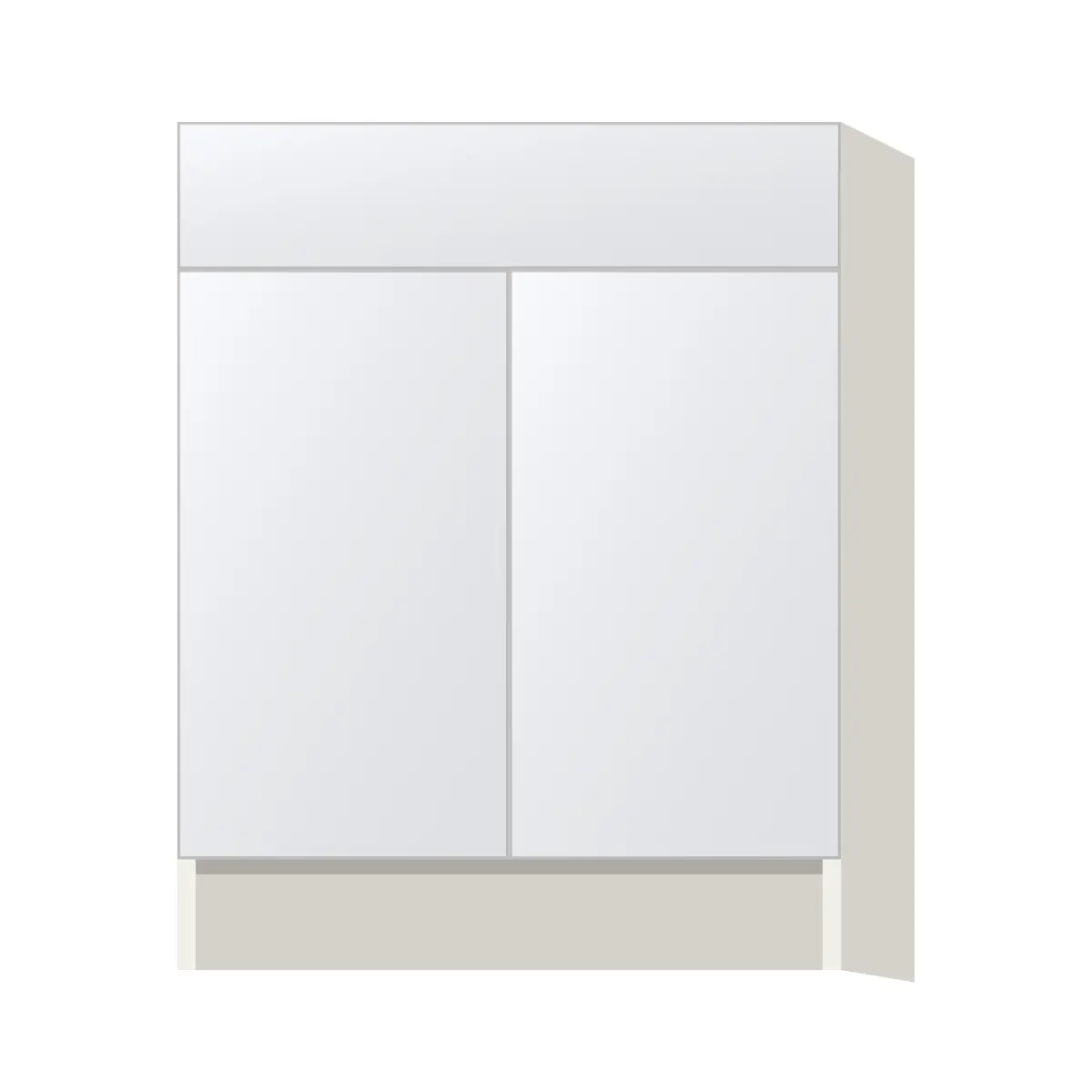 Contemporary vanity sink base cabinet, Matte White door, L-Box (Luxury)