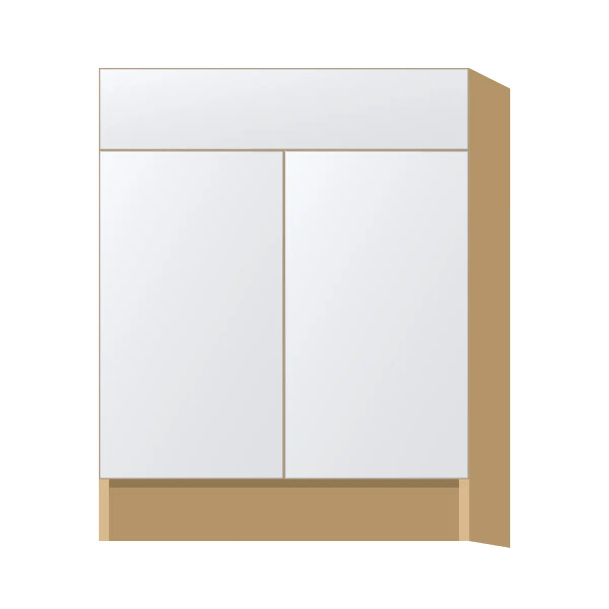 Contemporary vanity sink base cabinet, Matte White door, P-Box (Prestige)