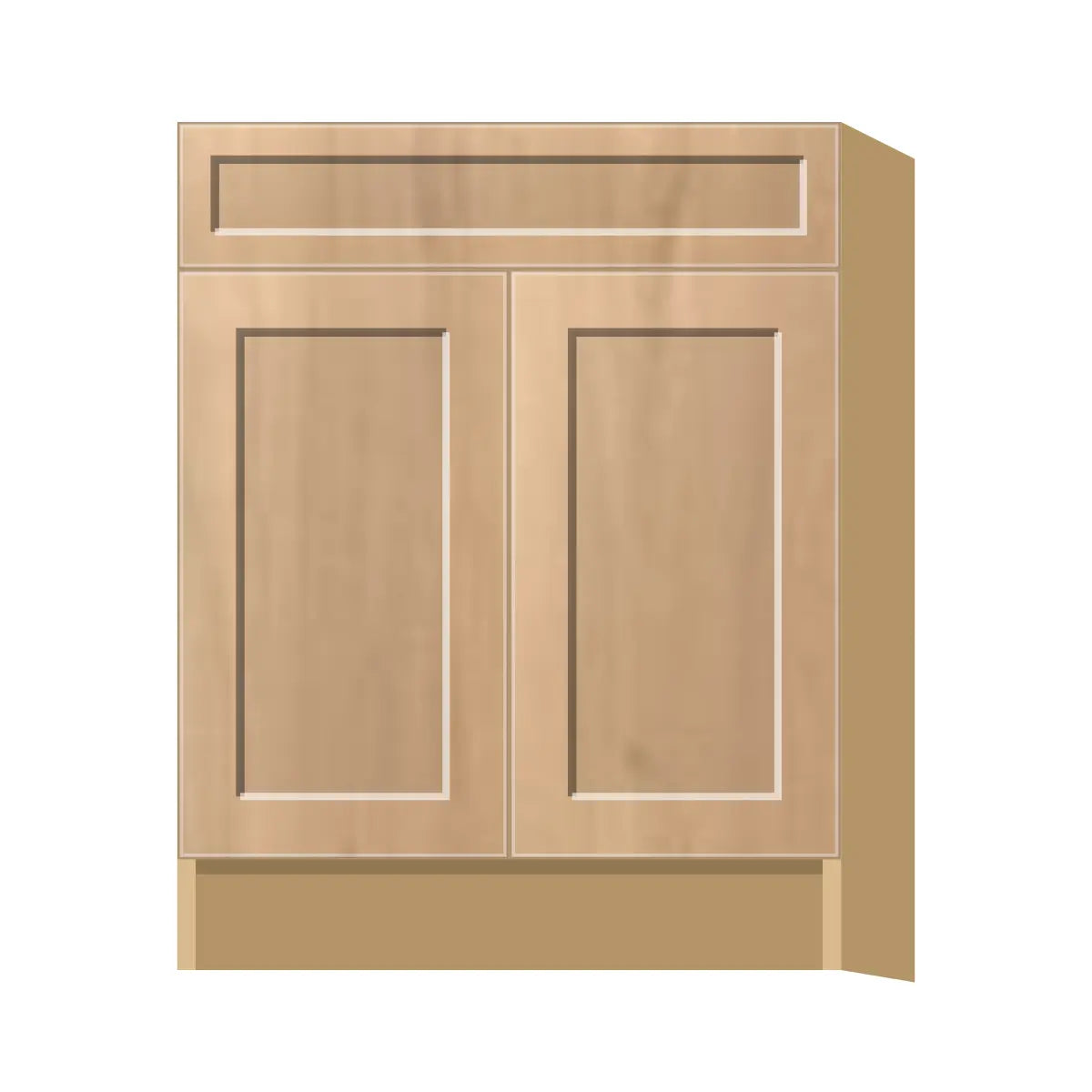 Contemporary vanity sink base cabinet, Natural Wood Shaker door, P-Box (Prestige)