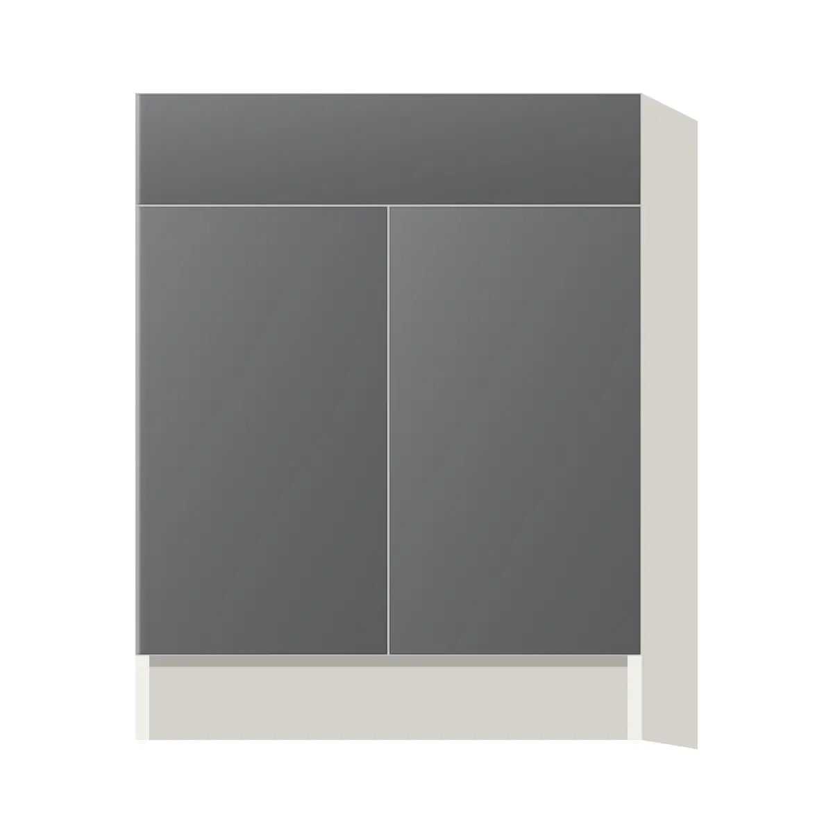 Contemporary vanity sink base cabinet, Prime Matte Grey door, L-Box (Luxury)