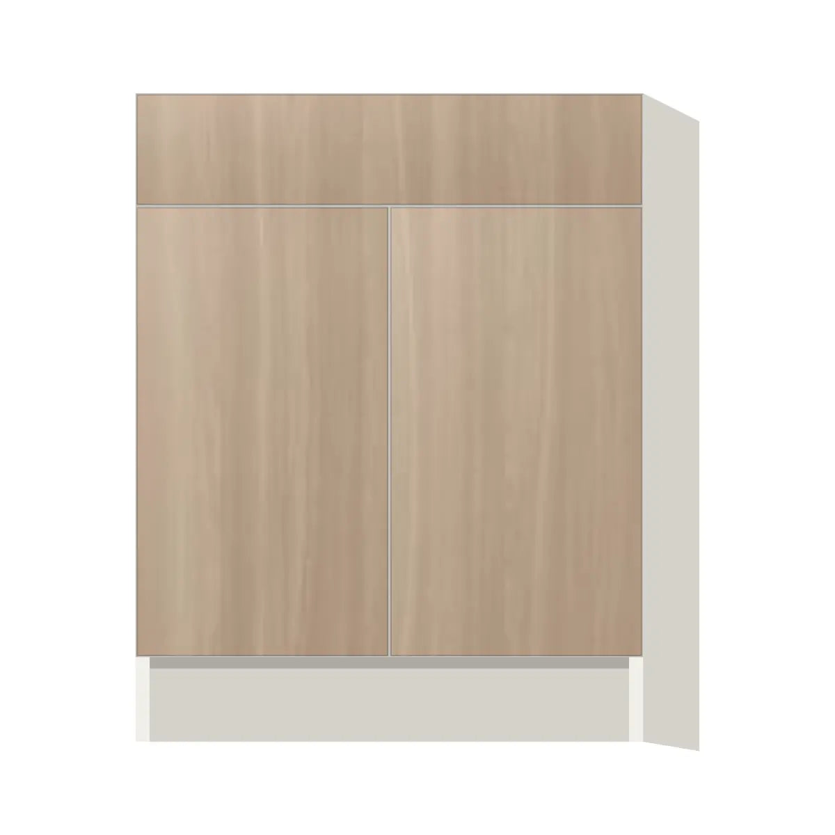 Contemporary vanity sink base cabinet, Vanilla Oak door, L-Box (Luxury)
