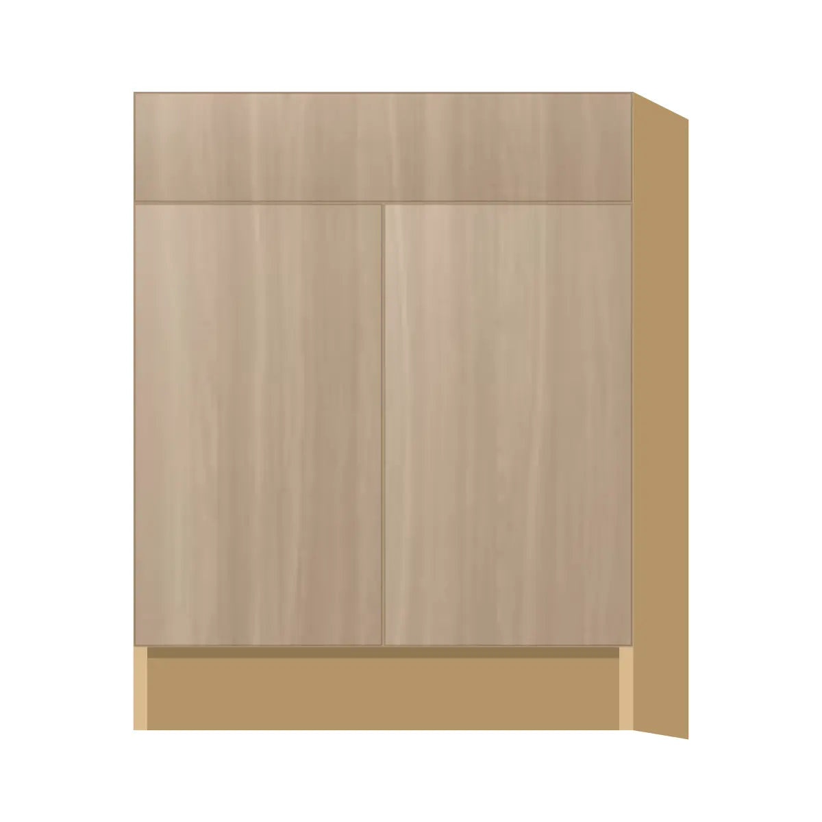 Contemporary vanity sink base cabinet, Vanilla Oak door, P-Box (Prestige)