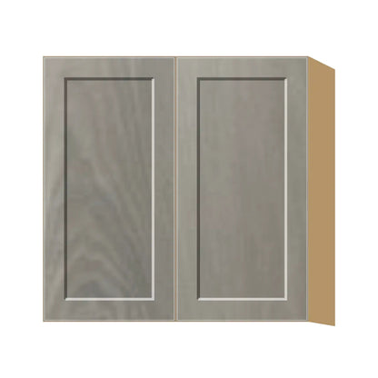 Contemporary 30" tall wall double door cabinet, Genesis Weathered Oak door, P-Box (Prestige)