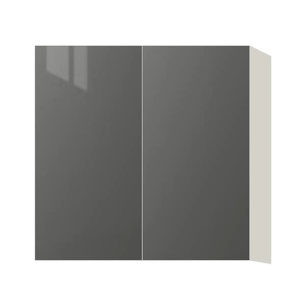 Contemporary 30" tall wall double door cabinet, Glossy Gray door, L-Box (Luxury)