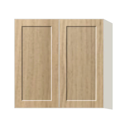 Contemporary 30" tall wall double door cabinet, Modern Oak Shaker door, L-Box (Luxury)