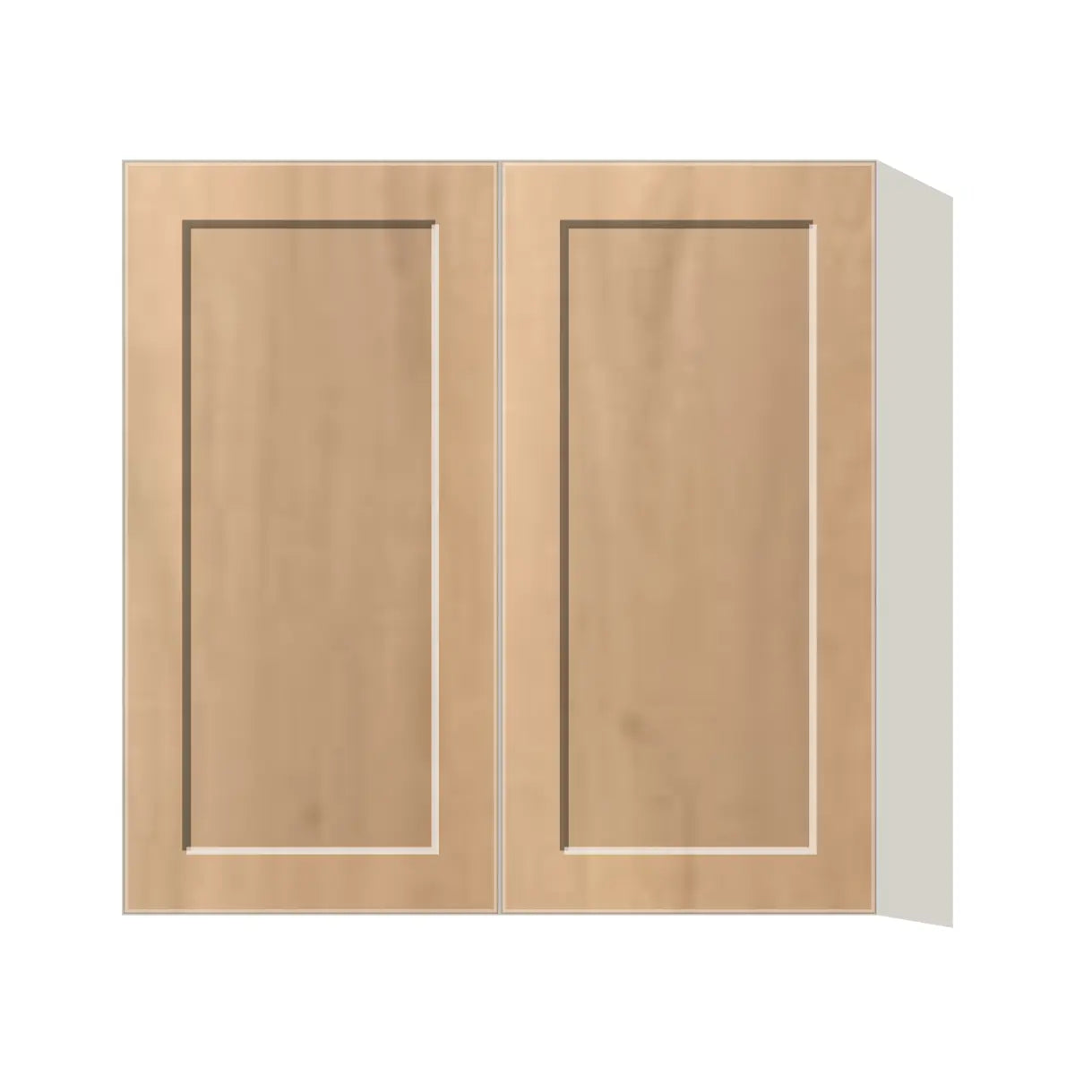 Contemporary 30" tall wall double door cabinet, Natural Wood Shaker door, L-Box (Luxury)