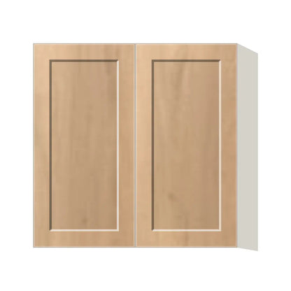 Contemporary 30" tall wall double door cabinet, Natural Wood Shaker door, L-Box (Luxury)