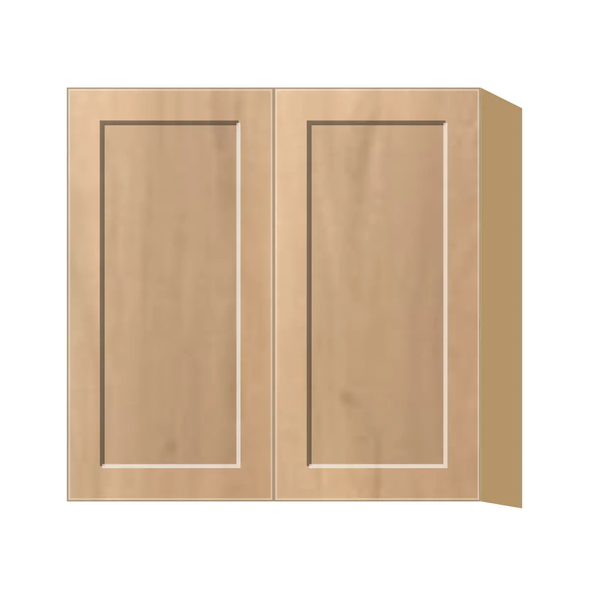 Contemporary 30" tall wall double door cabinet, Natural Wood Shaker door, P-Box (Prestige)