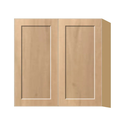 Contemporary 30" tall wall double door cabinet, Natural Wood Shaker door, P-Box (Prestige)