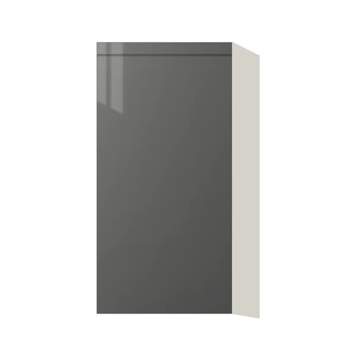 Contemporary 30" tall wall single door cabinet, Glossy Gray door, L-Box (Luxury)