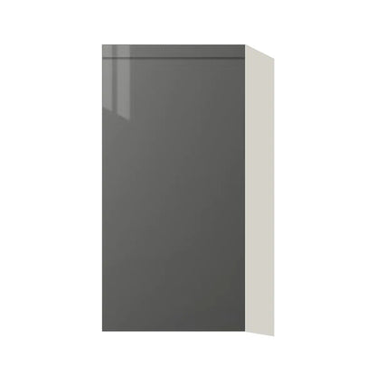 Contemporary 30" tall wall single door cabinet, Glossy Gray door, L-Box (Luxury)