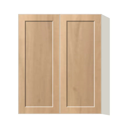 Contemporary 36" tall wall double door cabinet, Natural Wood Shaker door, L-Box (Luxury)