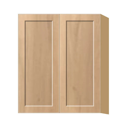 Contemporary 36" tall wall double door cabinet, Natural Wood Shaker door, P-Box (Prestige)