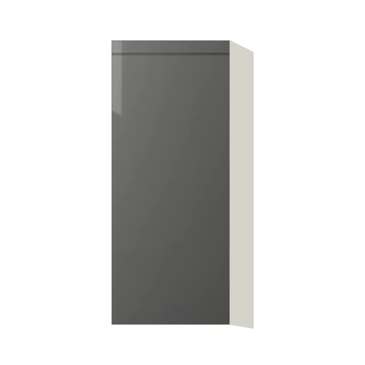 Contemporary 36" tall wall single door cabinet, Glossy Gray door, L-Box (Luxury)
