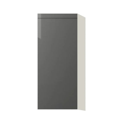 Contemporary 36" tall wall single door cabinet, Glossy Gray door, L-Box (Luxury)