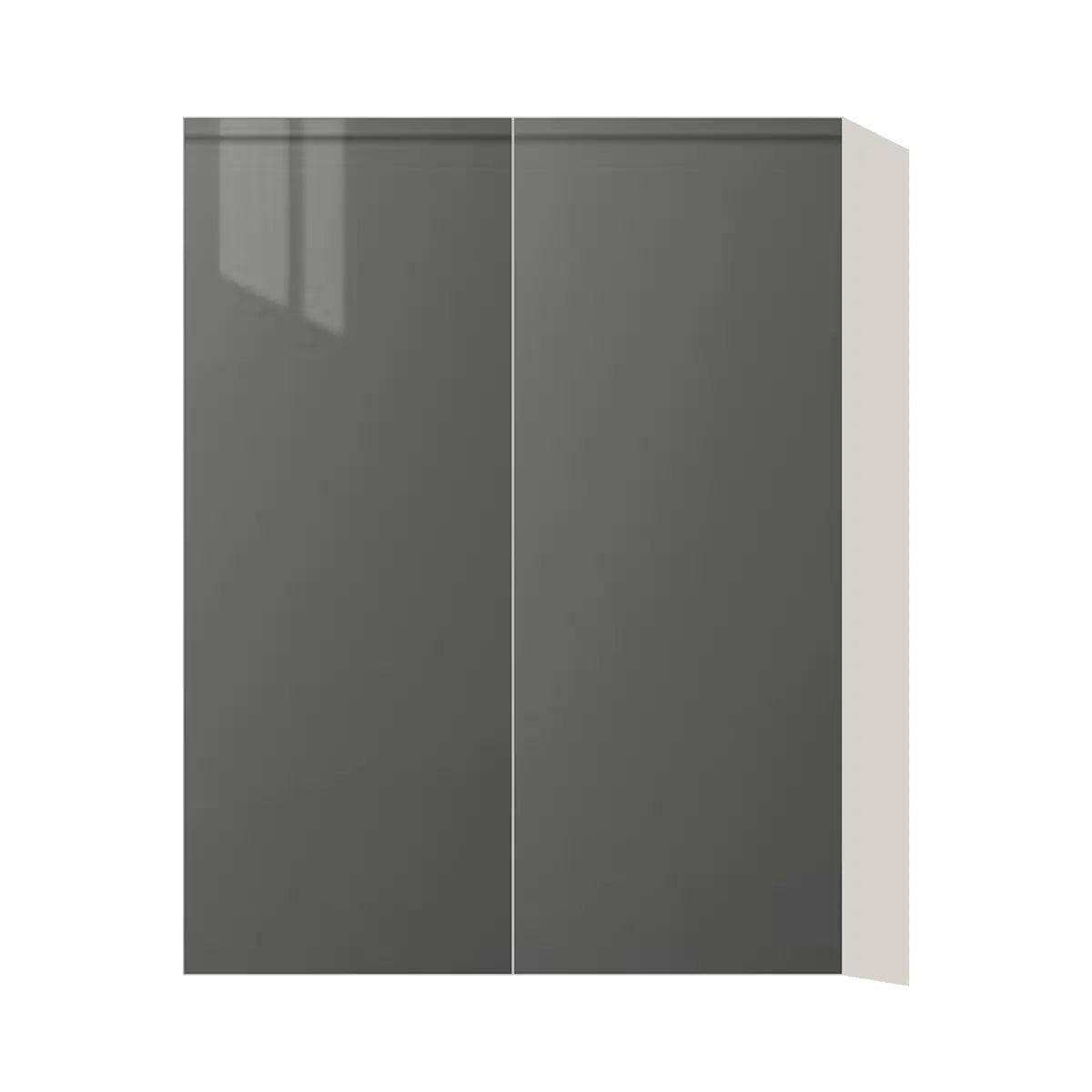 Contemporary 39" tall wall double door cabinet, Glossy Gray door, L-Box (Luxury)