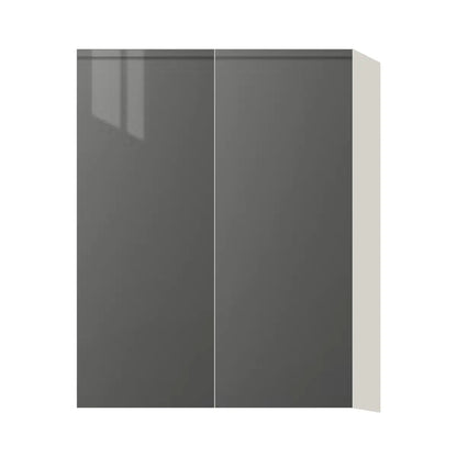 Contemporary 39" tall wall double door cabinet, Glossy Gray door, L-Box (Luxury)