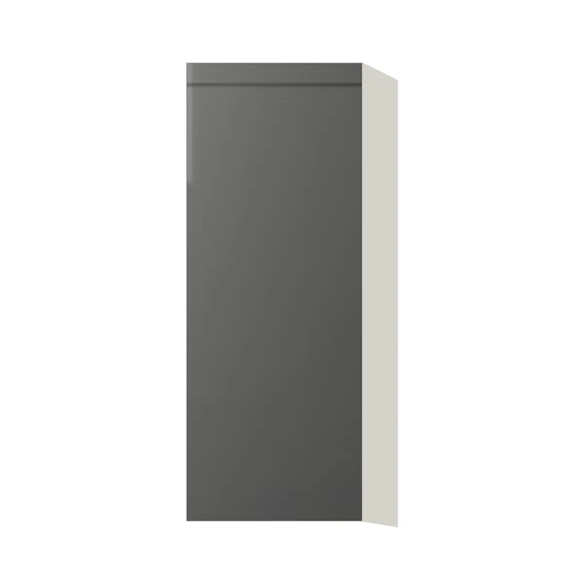 Contemporary 39" tall wall single door cabinet, Glossy Gray door, L-Box (Luxury)