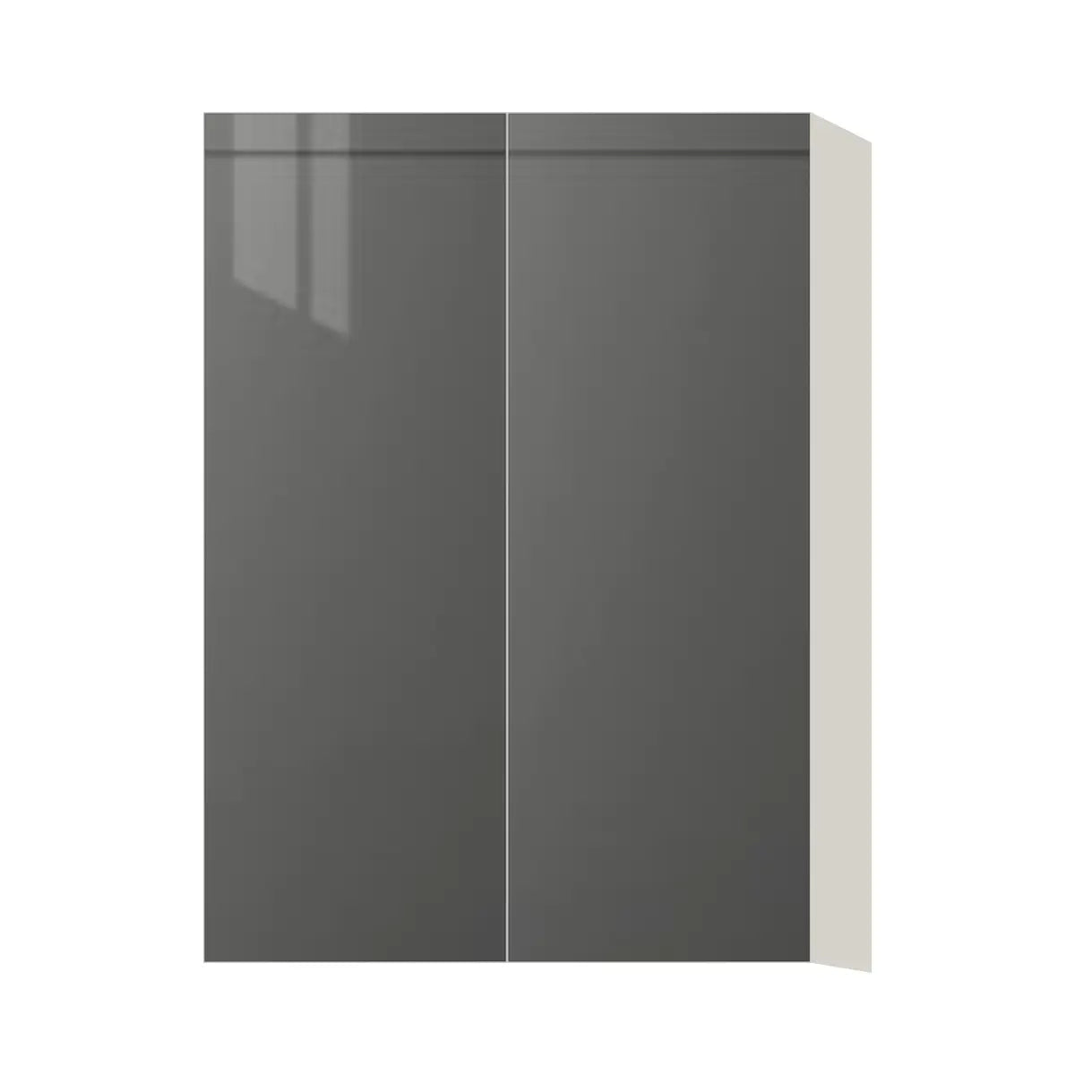 Contemporary 42" tall wall double door cabinet, Glossy Gray door, L-Box (Luxury)