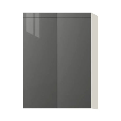 Contemporary 42" tall wall double door cabinet, Glossy Gray door, L-Box (Luxury)