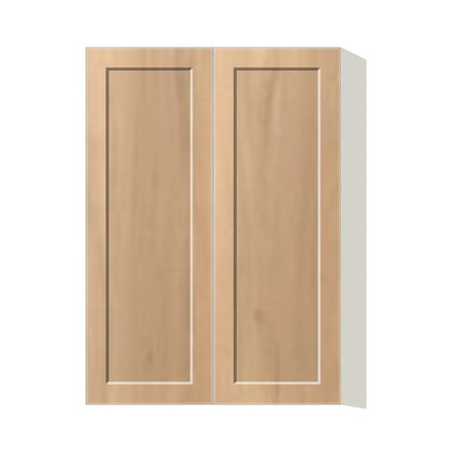 Contemporary 42" tall wall double door cabinet, Natural Wood Shaker door, L-Box (Luxury)