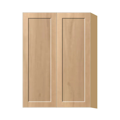 Contemporary 42" tall wall double door cabinet, Natural Wood Shaker door, P-Box (Prestige)