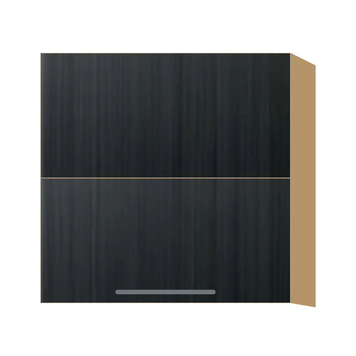 Contemporary bi-fold lift-up wall cabinet, Black Grain door, P-Box (Prestige)