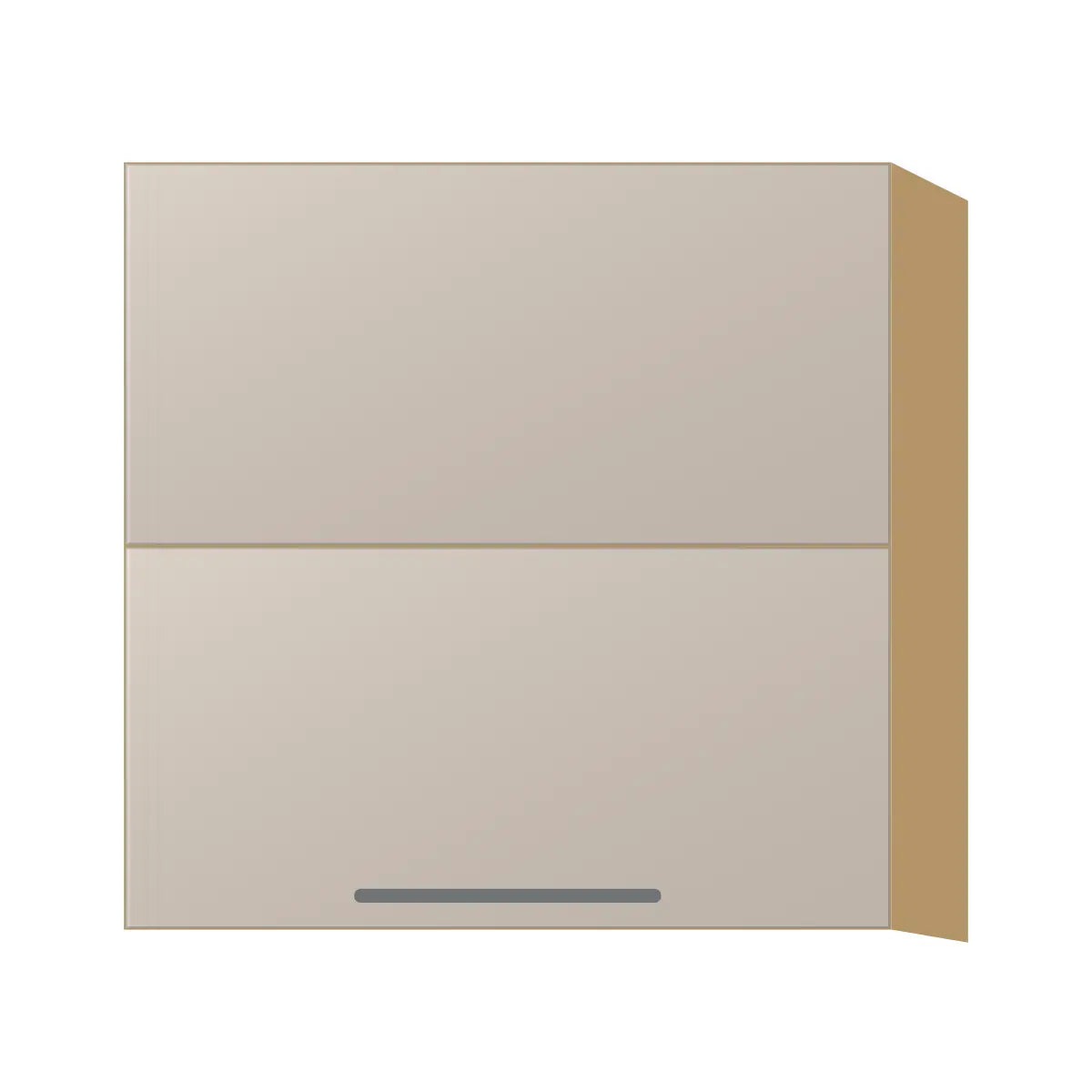 Contemporary bi-fold lift-up wall cabinet, Cashmere Gray door, P-Box (Prestige)