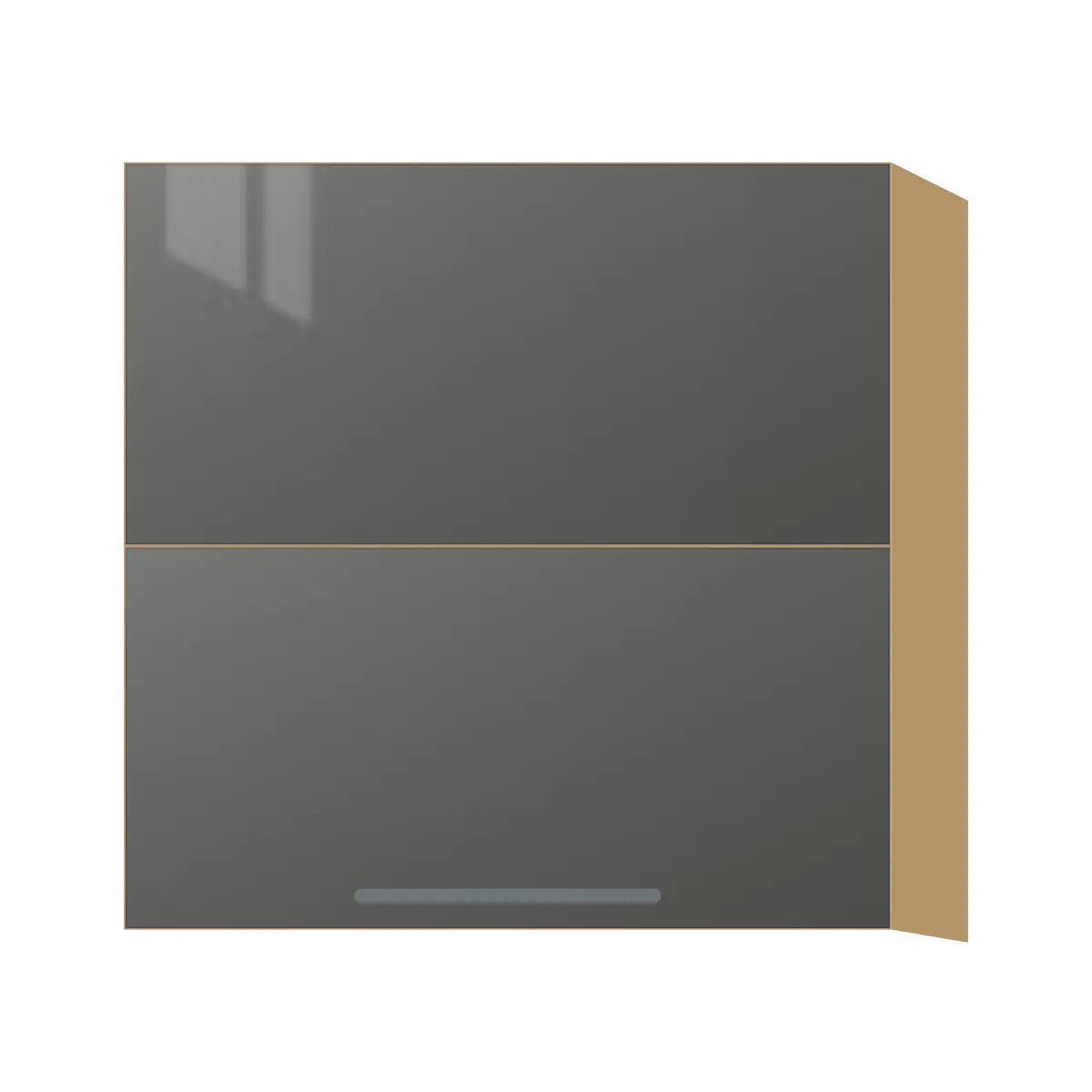 Contemporary bi-fold lift-up wall cabinet, Glossy Gray door, P-Box (Prestige)