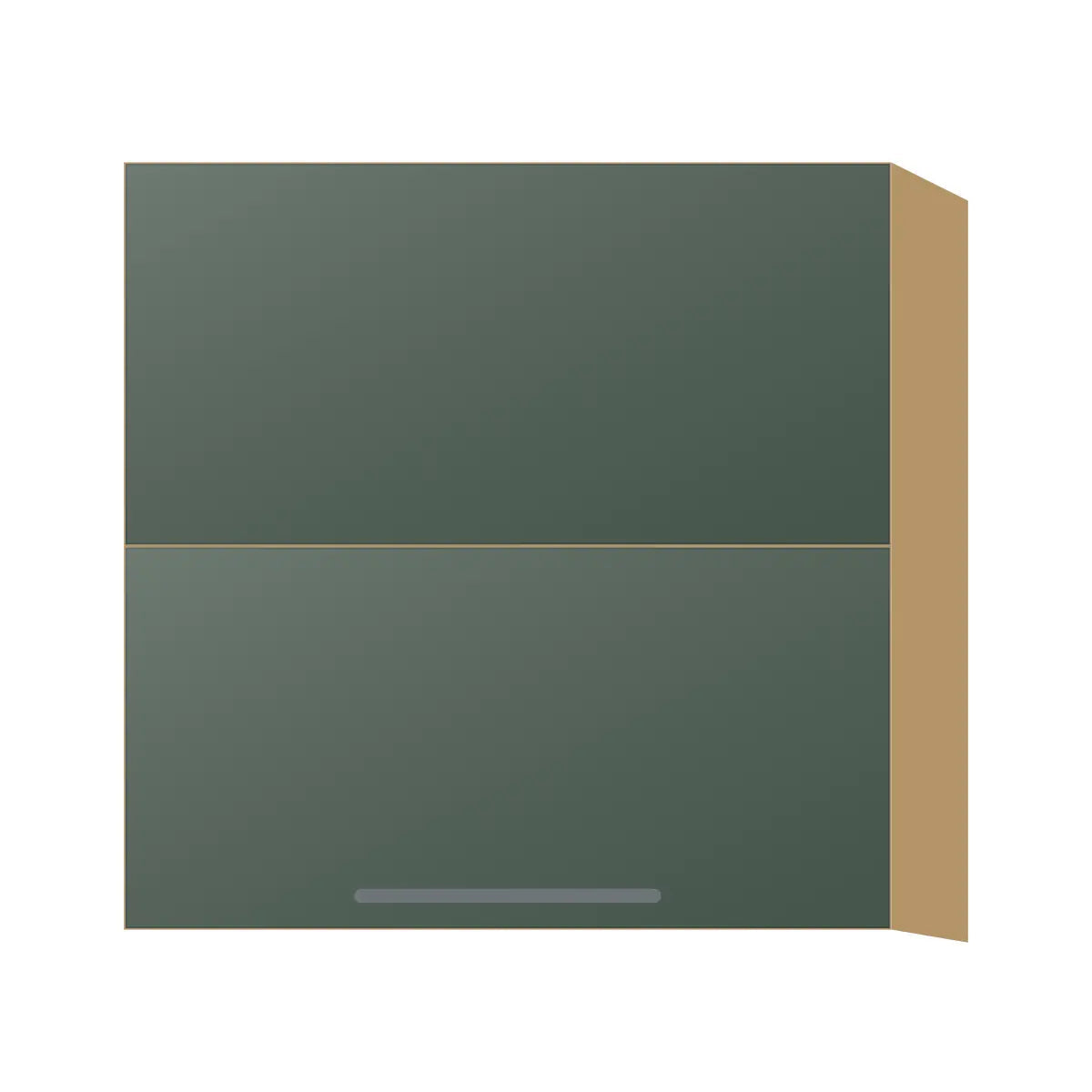 Contemporary bi-fold lift-up wall cabinet, Matte Olive Green door, P-Box (Prestige)