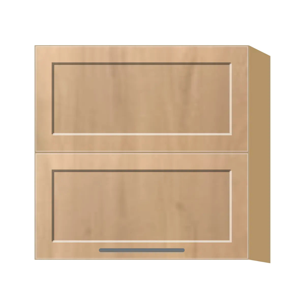 Contemporary bi-fold lift-up wall cabinet, Natural Wood Shaker door, P-Box (Prestige)
