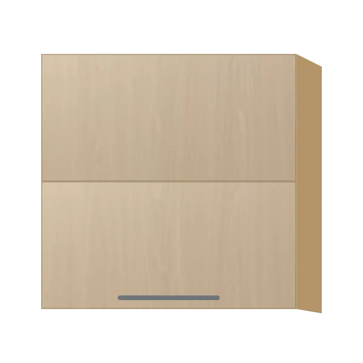 Contemporary bi-fold lift-up wall cabinet, Swiss Walnut door, P-Box (Prestige)