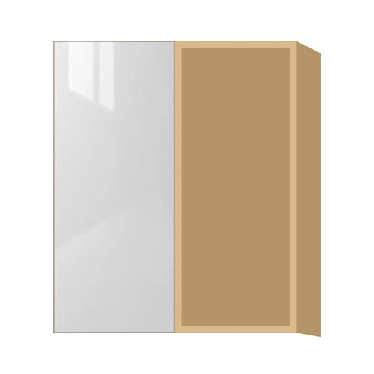 Contemporary blind corner wall cabinet, Glossy White door, P-Box (Prestige)