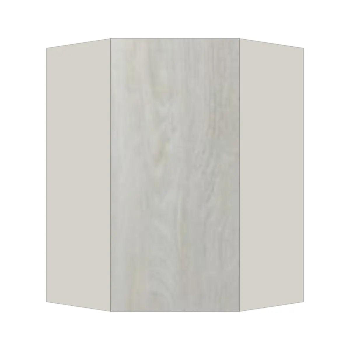 Contemporary diagonal corner wall cabinet, Artisan White Oak door, L-Box (Luxury)