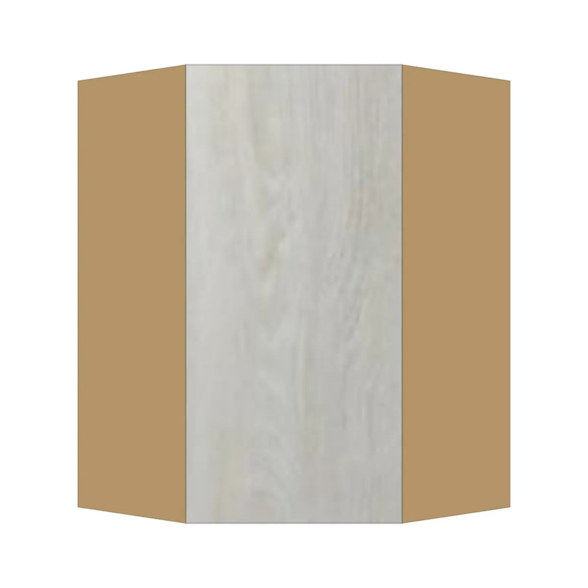 Contemporary diagonal corner wall cabinet, Artisan White Oak door, P-Box (Prestige)