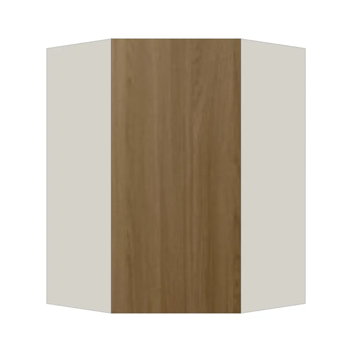 Contemporary diagonal corner wall cabinet, Barcelona Dark Oak door, L-Box (Luxury)