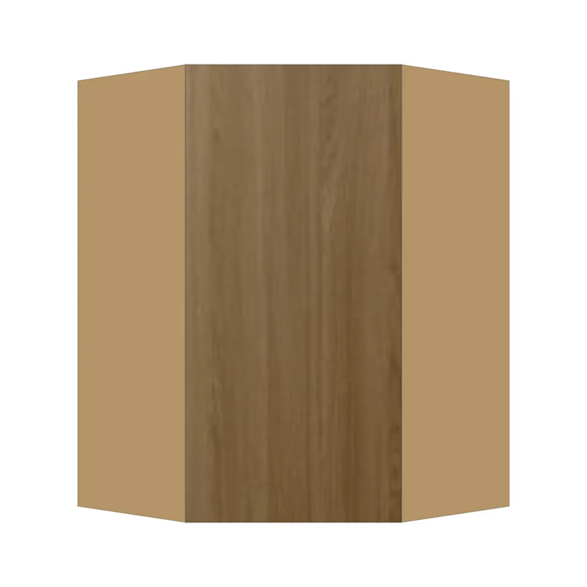 Contemporary diagonal corner wall cabinet, Barcelona Dark Oak door, P-Box (Prestige)