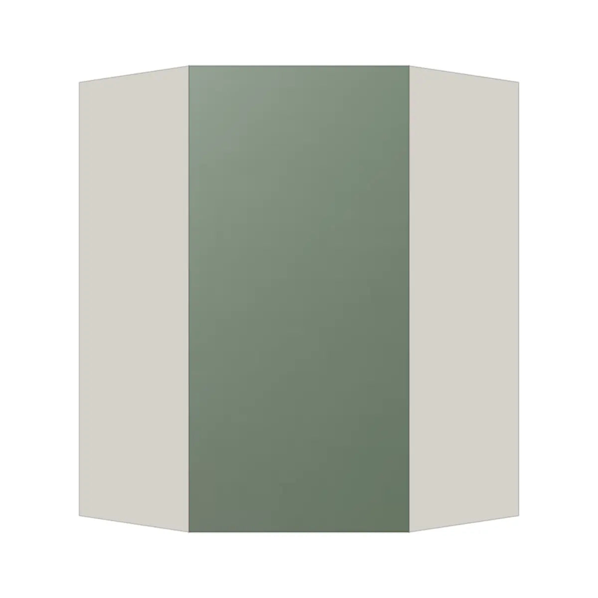 Contemporary diagonal corner wall cabinet, Bean Paste Green door, L-Box (Luxury)