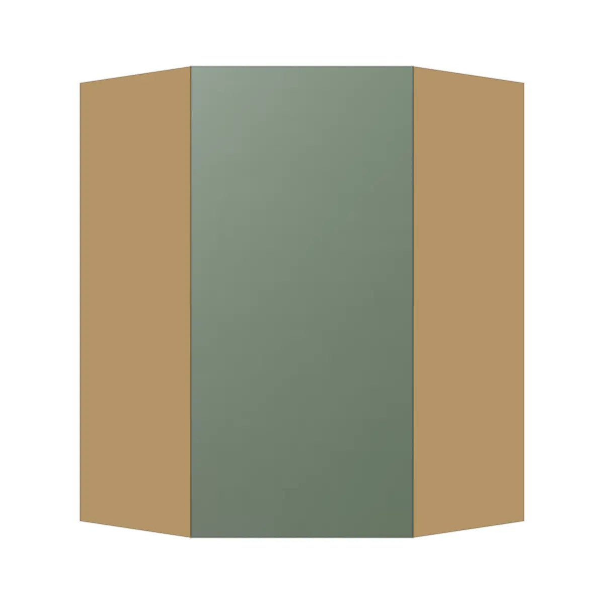 Contemporary diagonal corner wall cabinet, Bean Paste Green door, P-Box (Prestige)