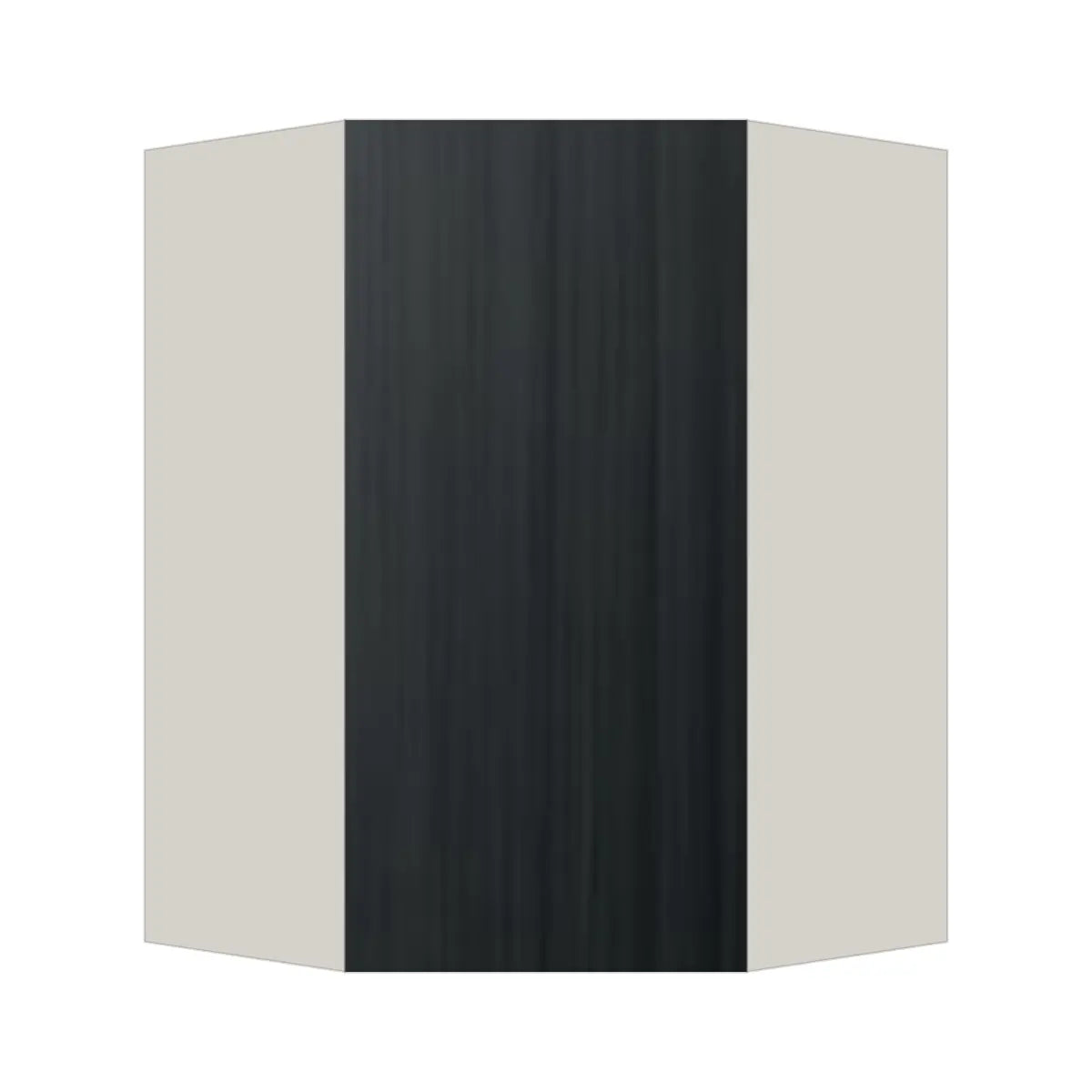 Contemporary diagonal corner wall cabinet, Black Grain door, L-Box (Luxury)